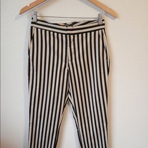 Zara Striped Cropped Skinny Pants Trouser